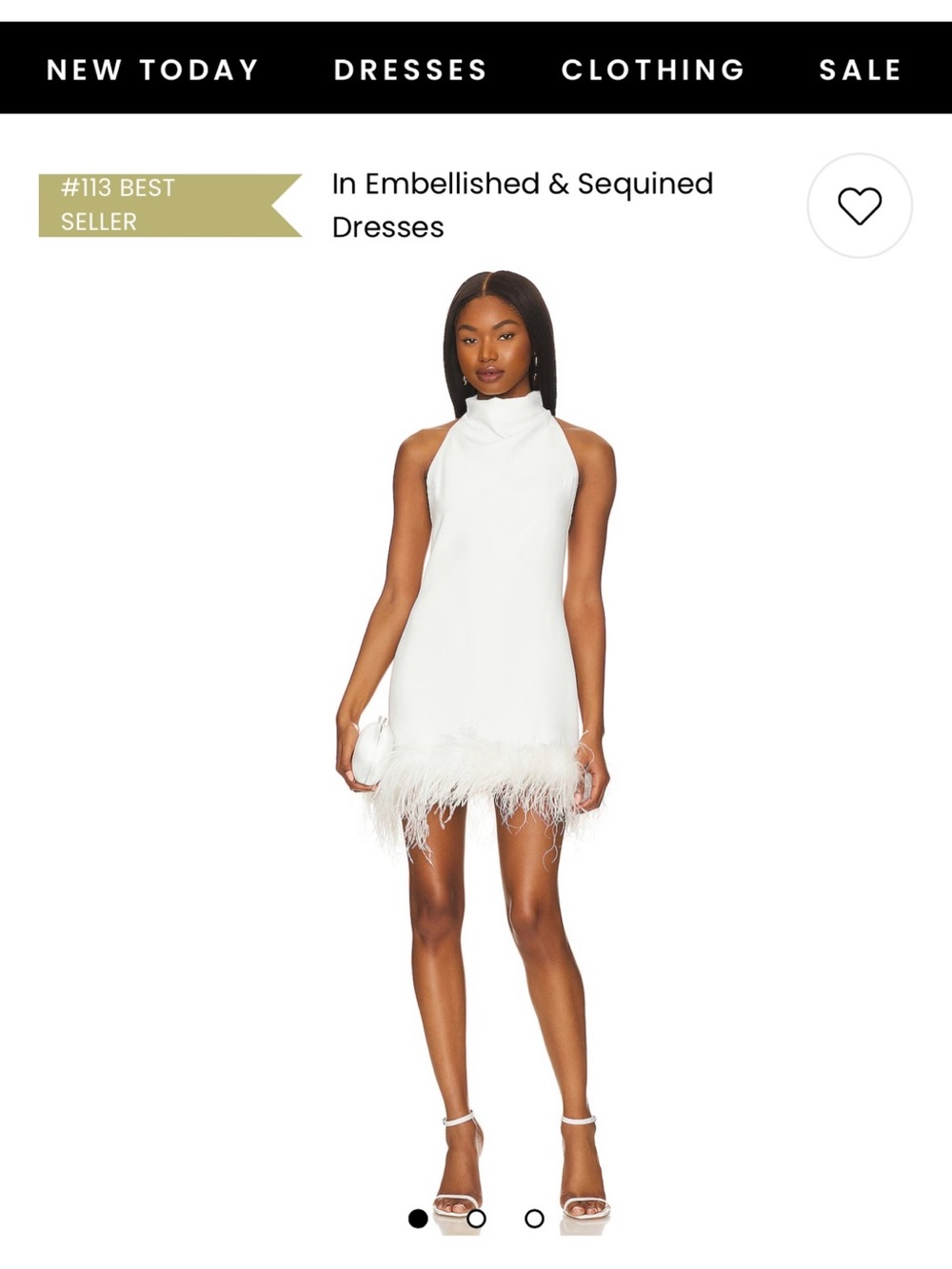 Amanda Uprichard White Halter Mini Dress with Feather Hem